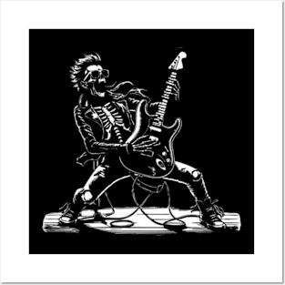 Skeleton Playing Heavy Metal Guitarrock Skeleton Playing Guitarskeleton Rocker Posters and Art